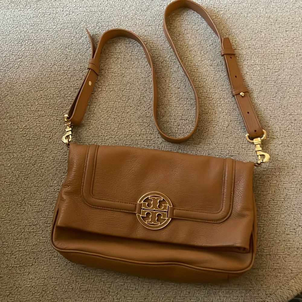 Leather caramel color, Tory Burch, Crossbody